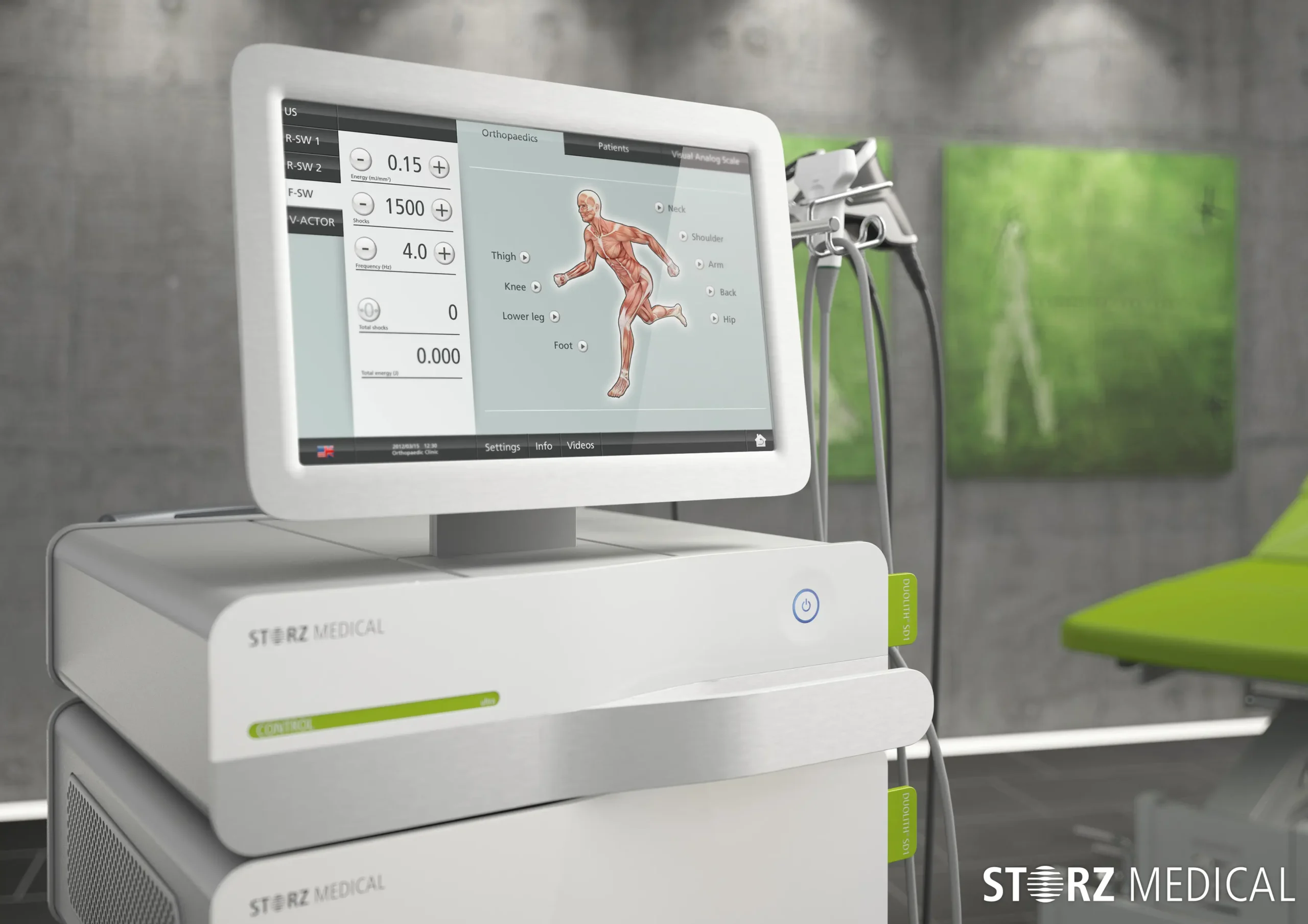 Modularni aparat za udarne valove STORZ Medical DUOLITH SD1 ultra v fizioterapevtski ambulanti